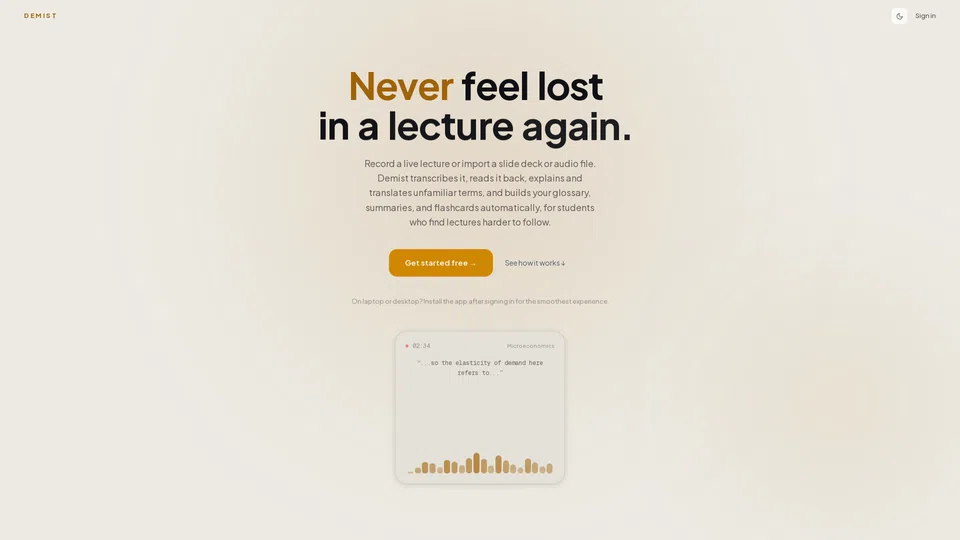 Homepage snapshot at launch