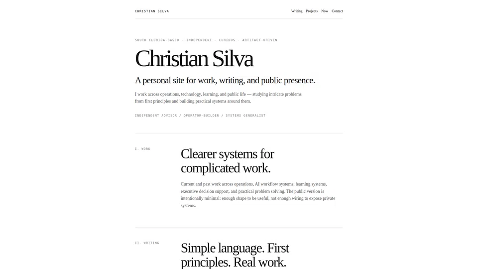 Homepage snapshot at launch