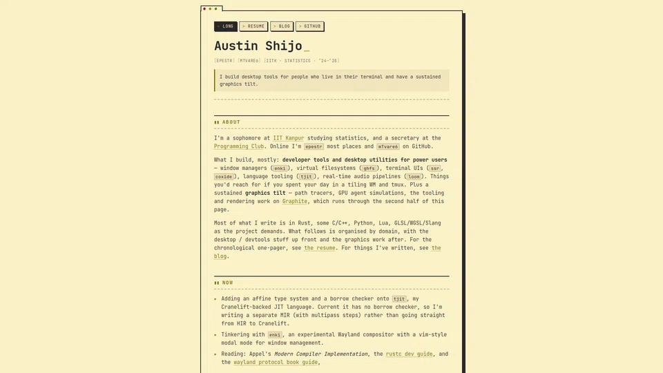 Homepage snapshot at launch