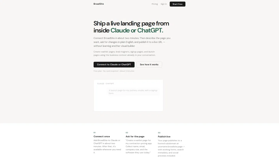 Homepage snapshot at launch