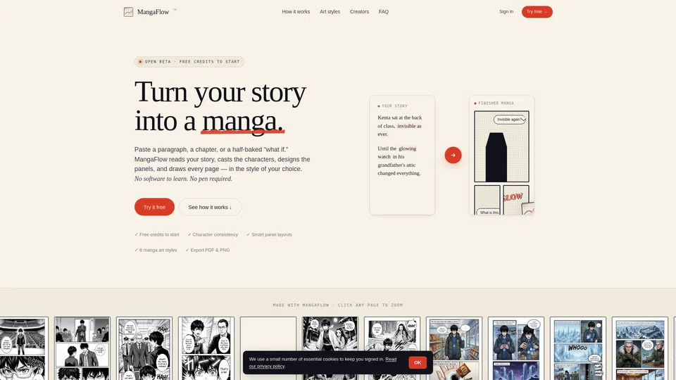 Homepage snapshot at launch