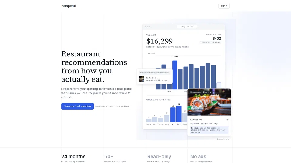 Homepage snapshot at launch