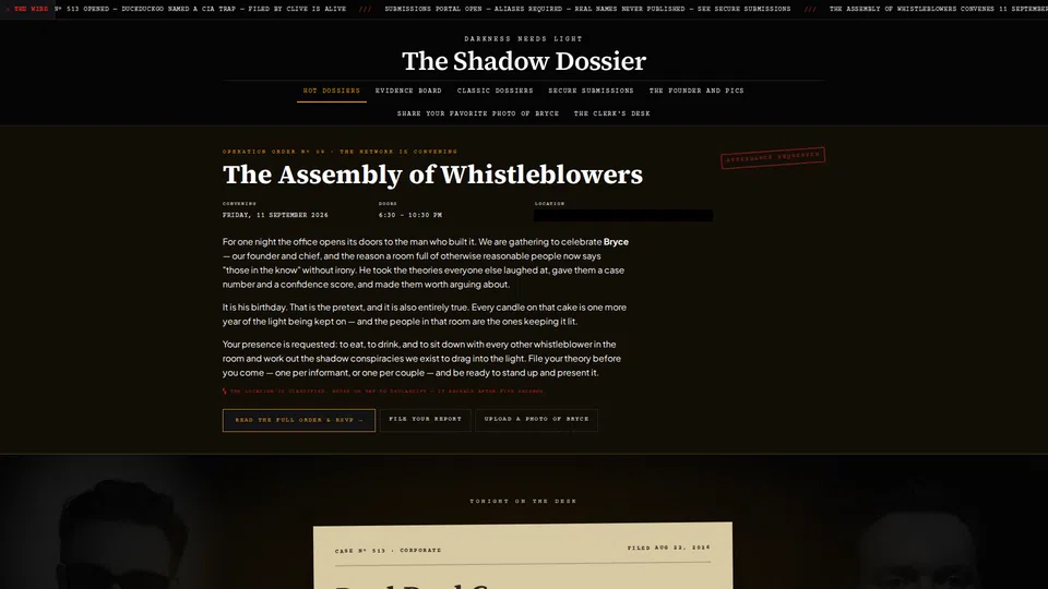 Homepage snapshot at launch