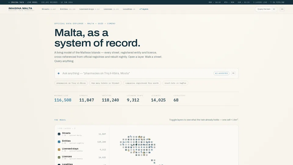 Homepage snapshot at launch