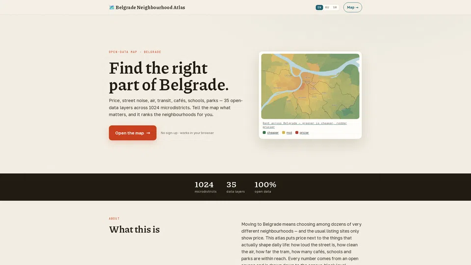 Homepage snapshot at launch