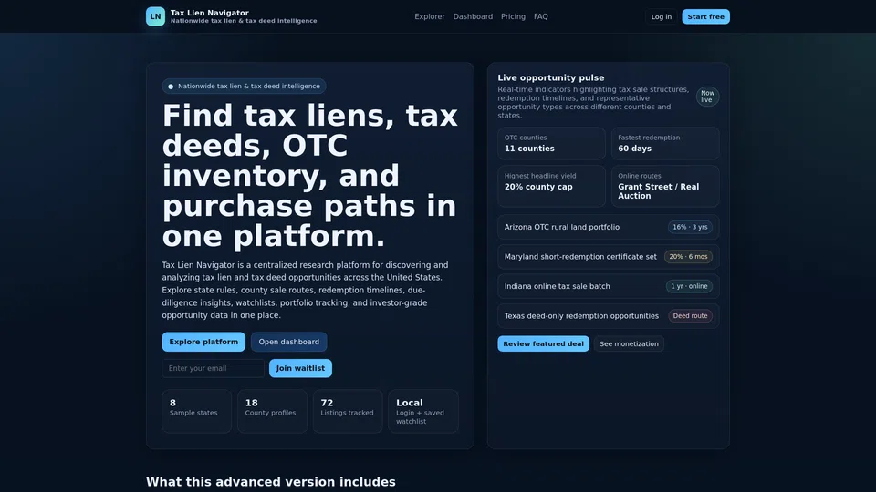 Homepage snapshot at launch