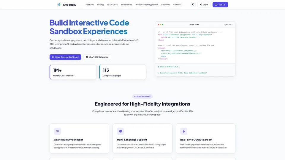 Homepage snapshot at launch