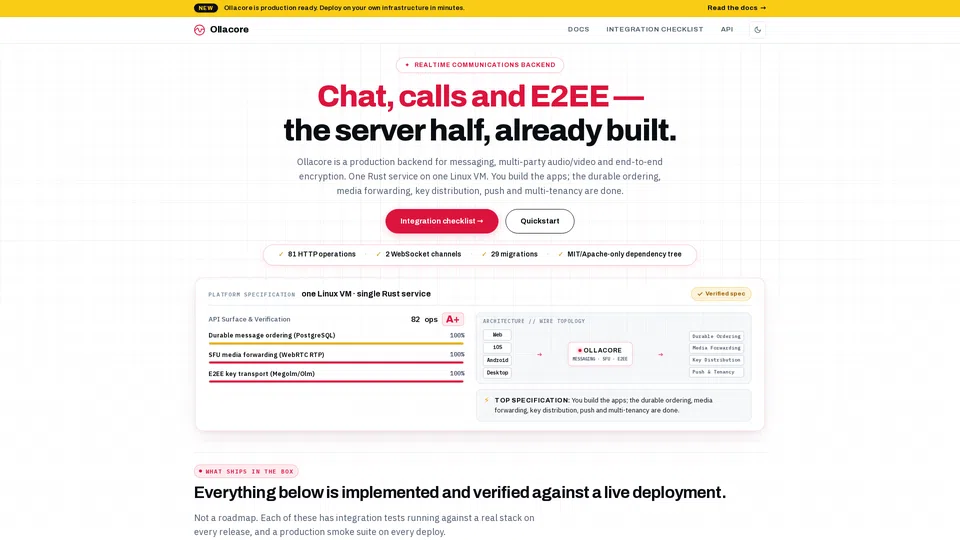 Homepage snapshot at launch