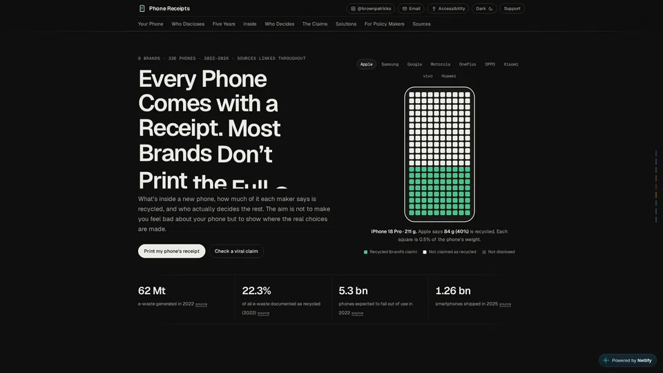 Homepage snapshot at launch