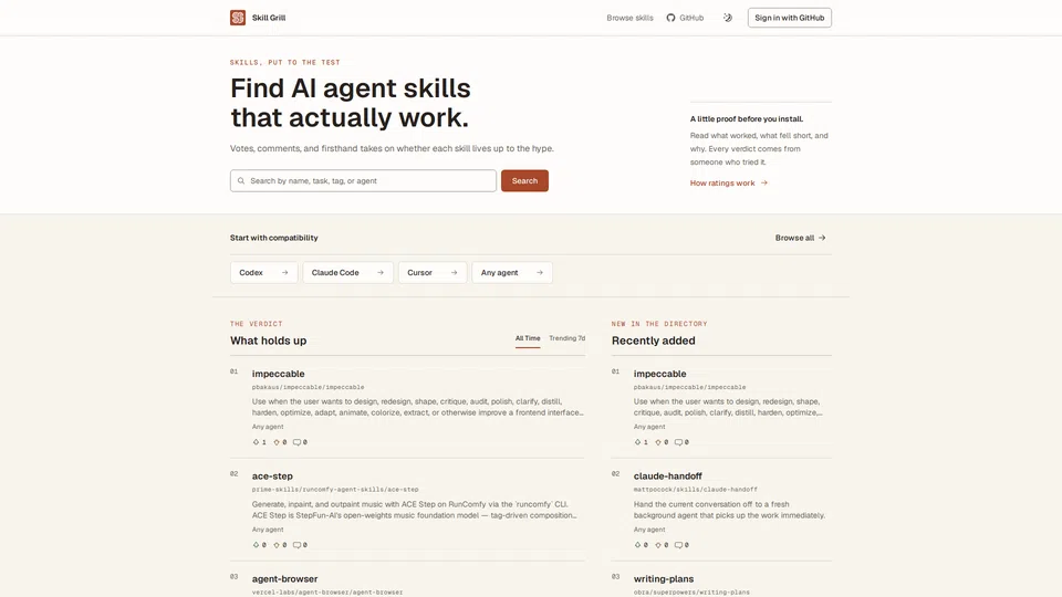Homepage snapshot at launch