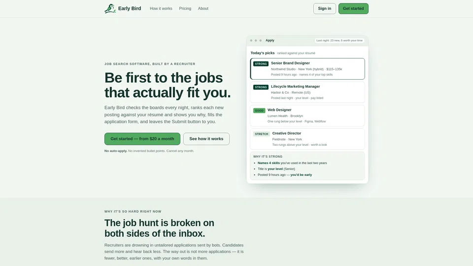 Homepage snapshot at launch