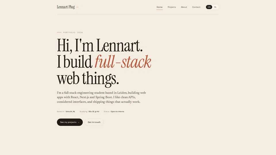 Homepage snapshot at launch