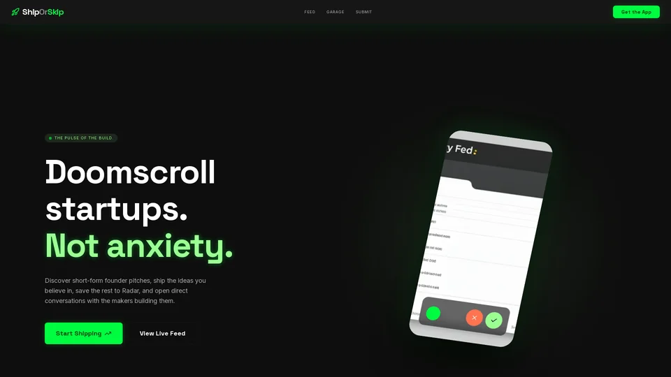 Homepage snapshot at launch