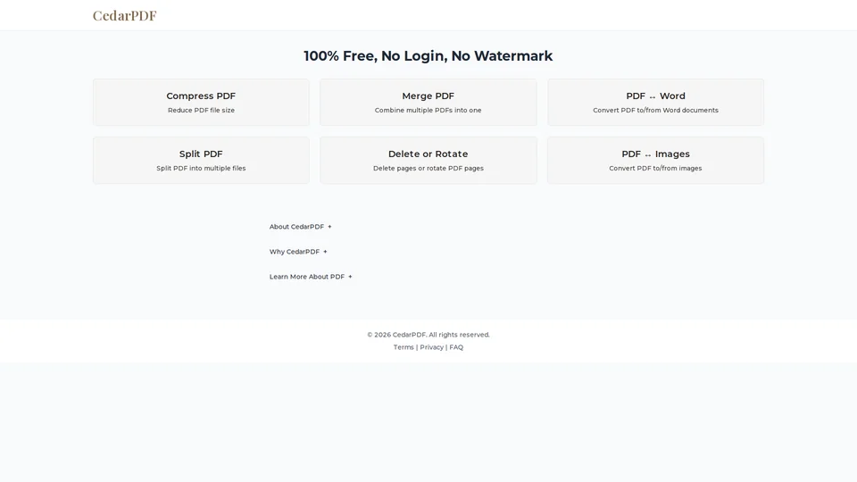 Homepage snapshot at launch