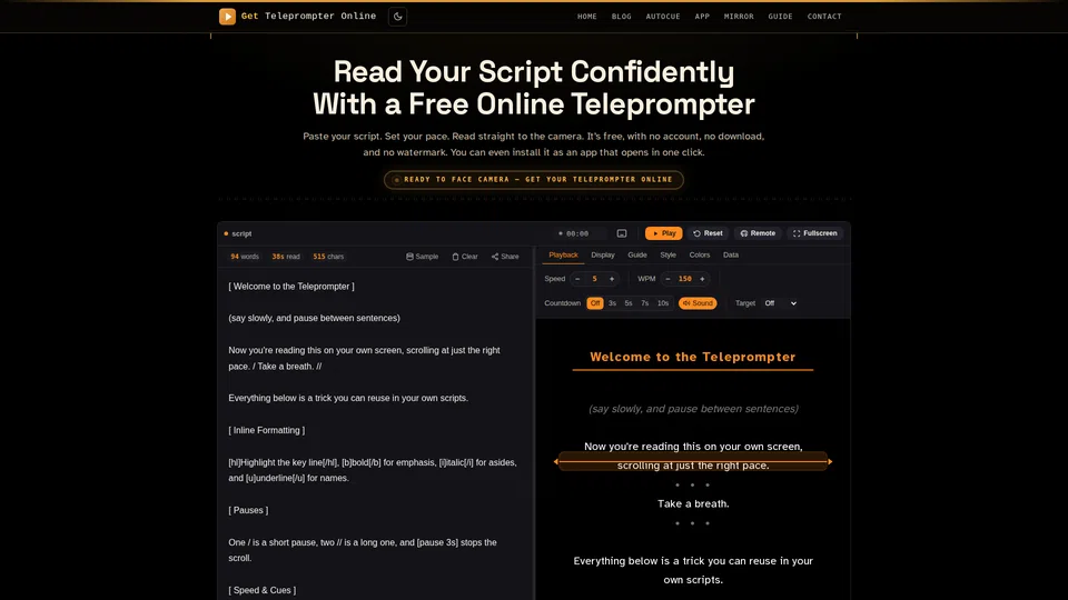 Homepage snapshot at launch