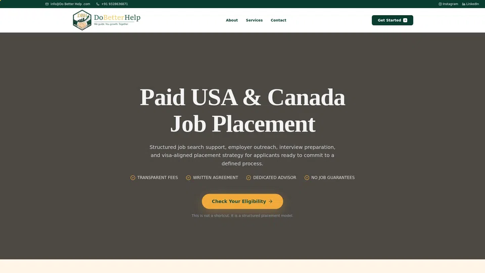 Homepage snapshot at launch