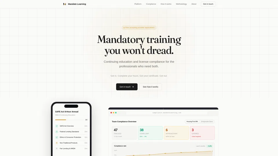 Homepage snapshot at launch