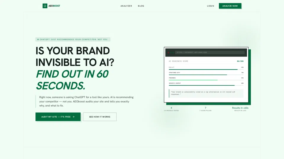 Homepage snapshot at launch