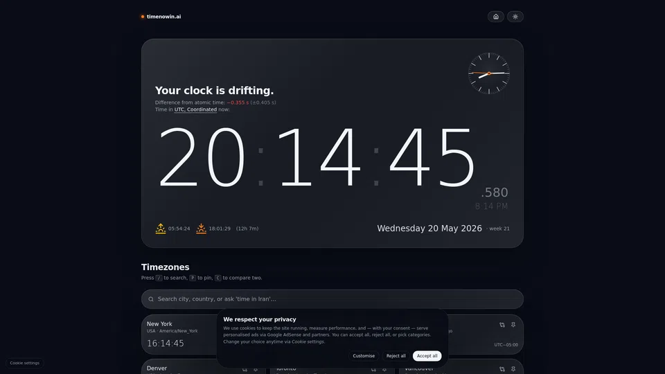 Homepage snapshot at launch