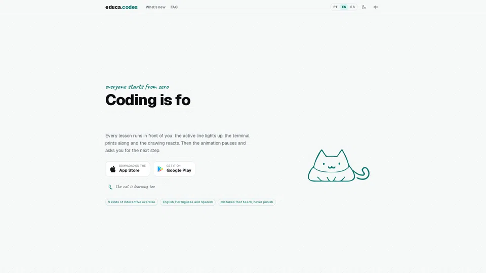 Homepage snapshot at launch