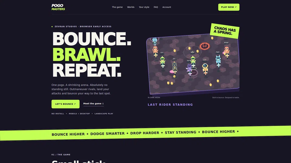 Homepage snapshot at launch