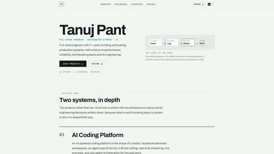 Homepage snapshot at launch