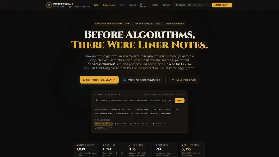Homepage snapshot at launch