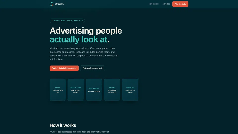 Homepage snapshot at launch