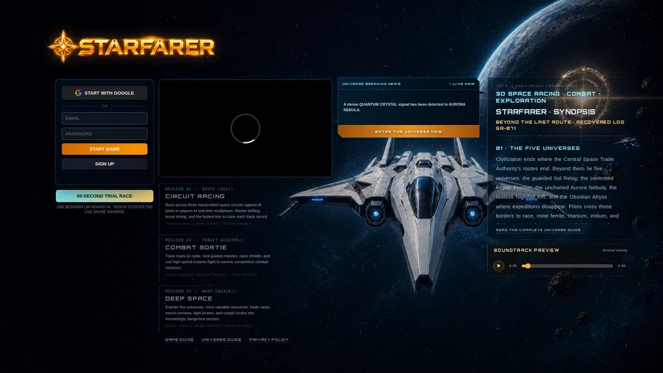 Homepage snapshot at launch
