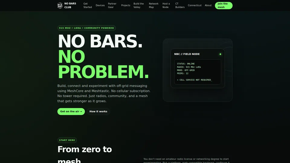 Homepage snapshot at launch