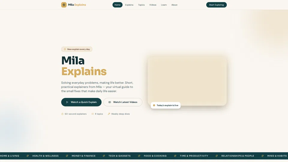 Homepage snapshot at launch