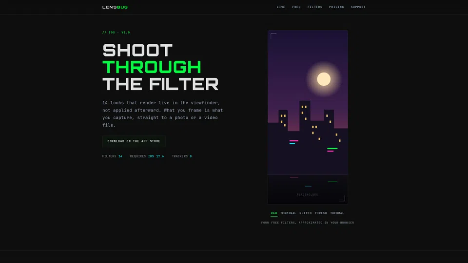 Homepage snapshot at launch