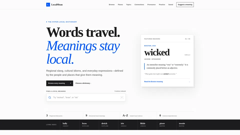 Homepage snapshot at launch