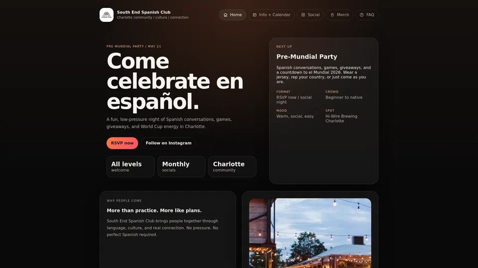 Homepage snapshot at launch