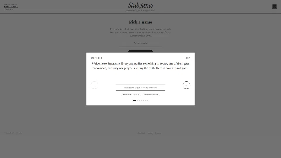 Homepage snapshot at launch