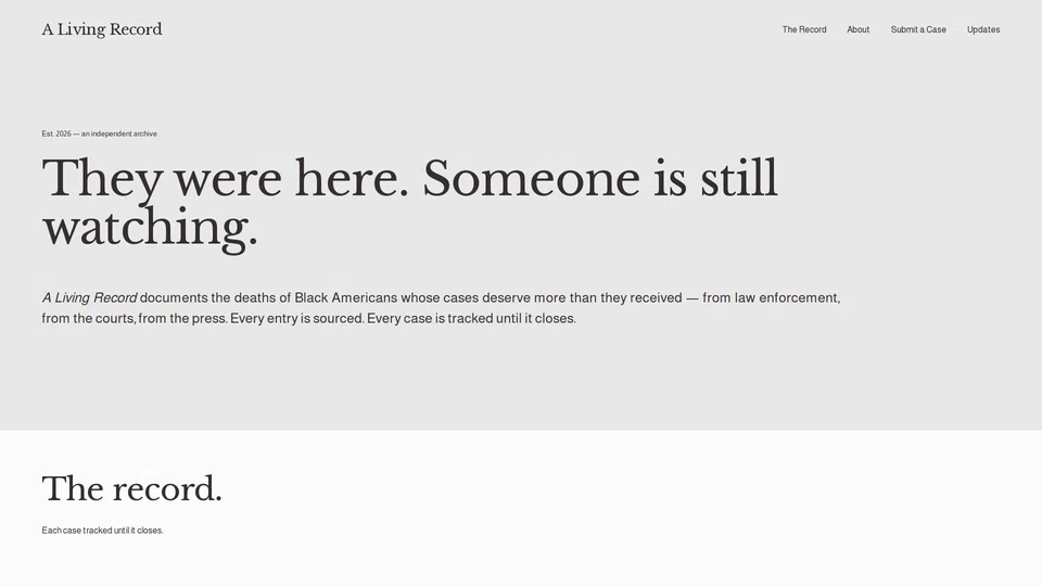 Homepage snapshot at launch