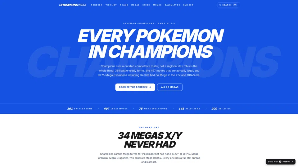 Homepage snapshot at launch