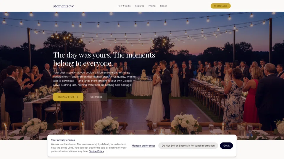 Homepage snapshot at launch