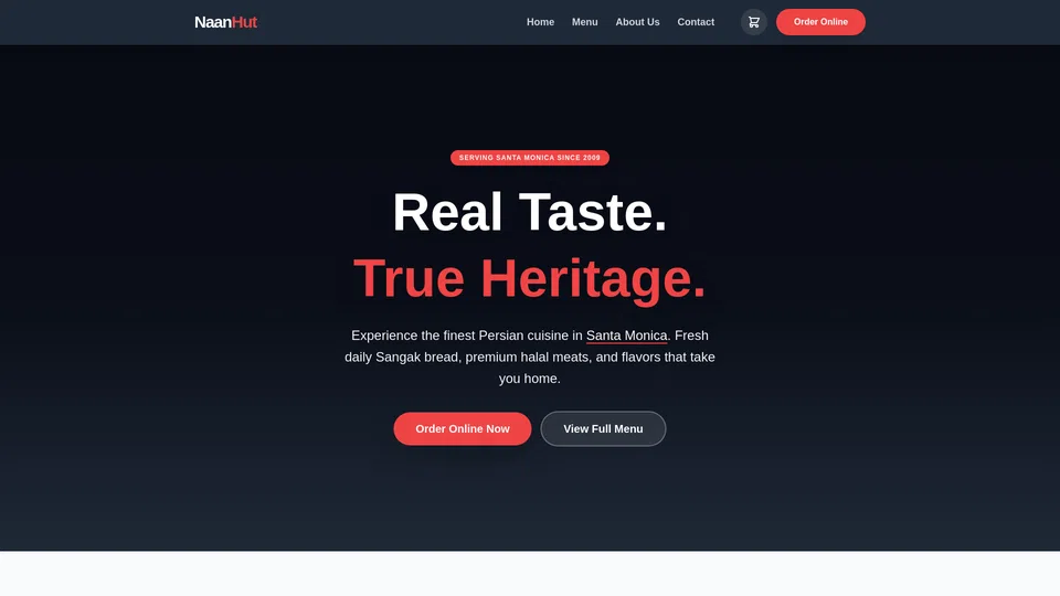 Homepage snapshot at launch