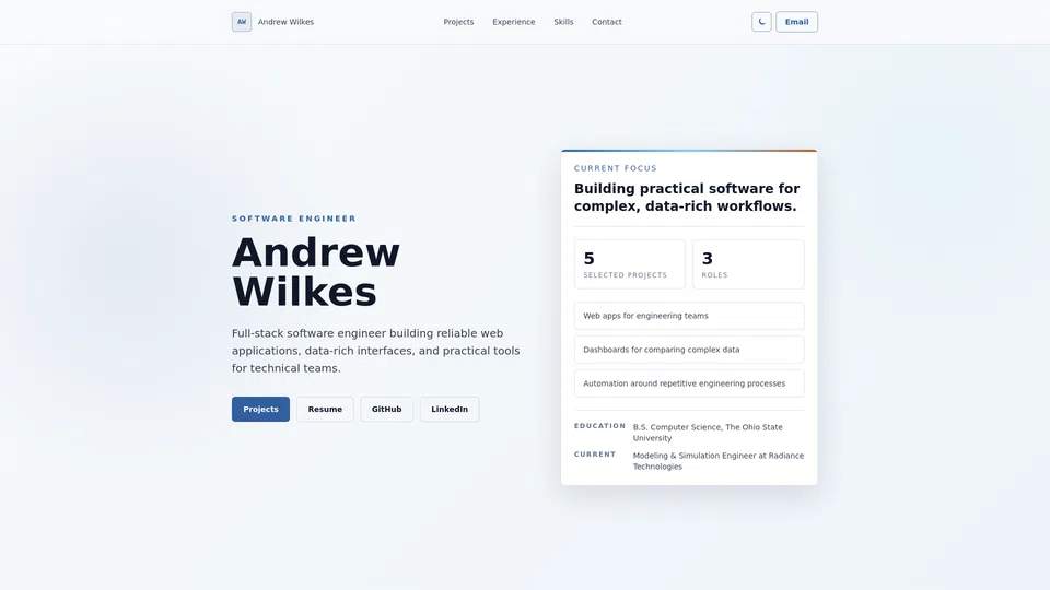 Homepage snapshot at launch