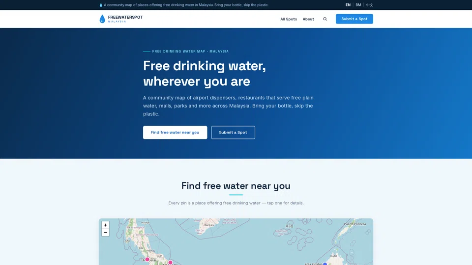 Homepage snapshot at launch