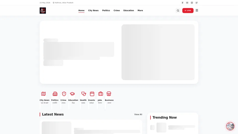 Homepage snapshot at launch