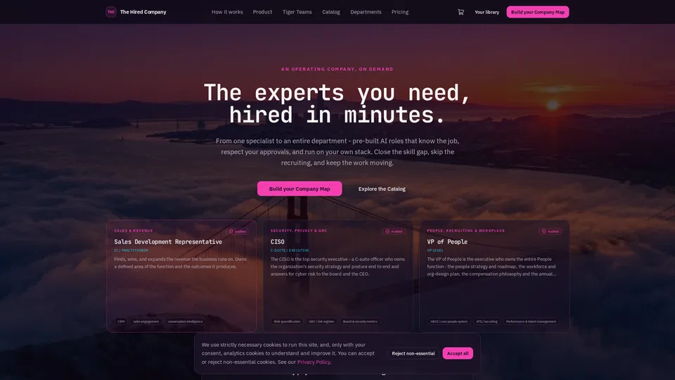 Homepage snapshot at launch