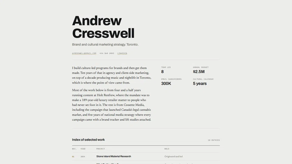 Homepage snapshot at launch