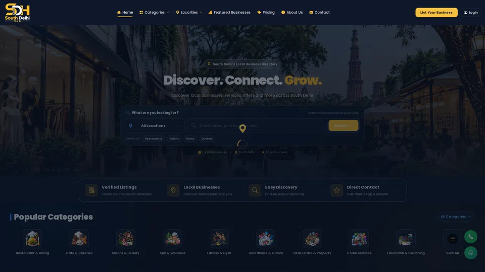 Homepage snapshot at launch