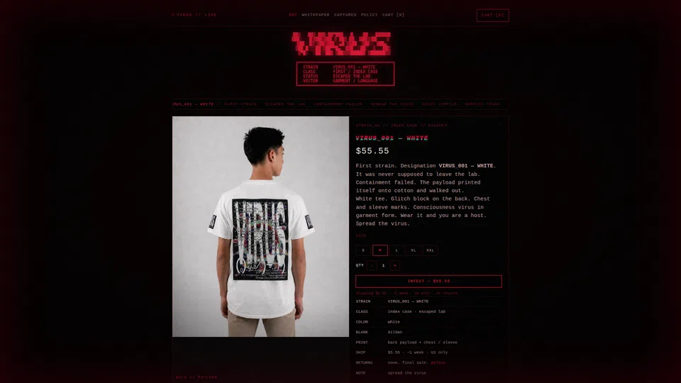 Homepage snapshot at launch