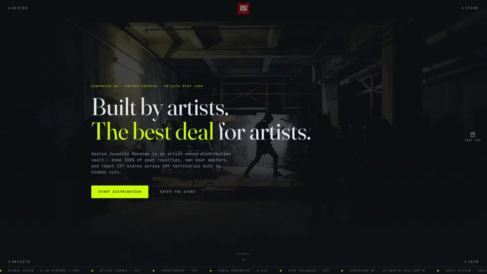 Homepage snapshot at launch