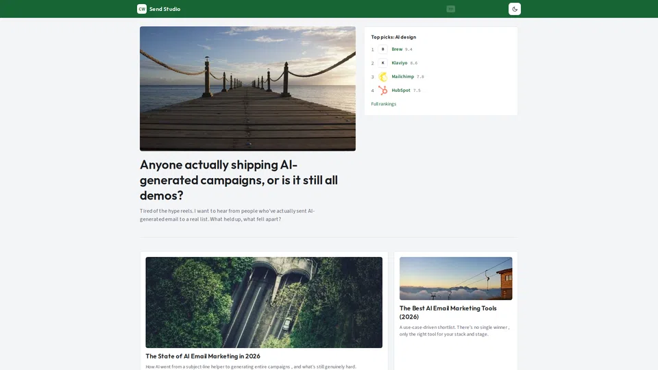 Homepage snapshot at launch
