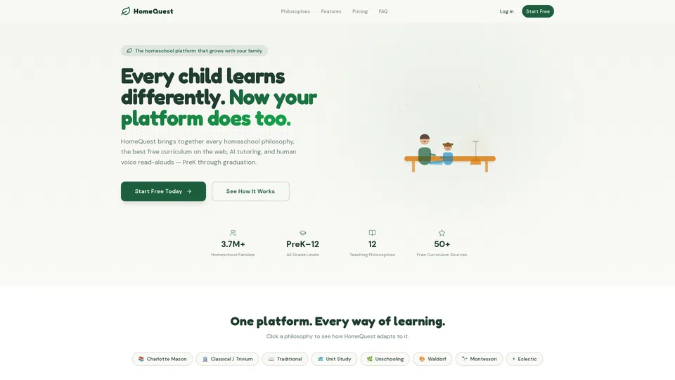 Homepage snapshot at launch