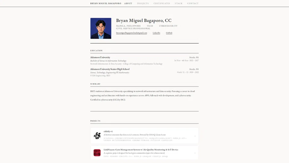 Homepage snapshot at launch